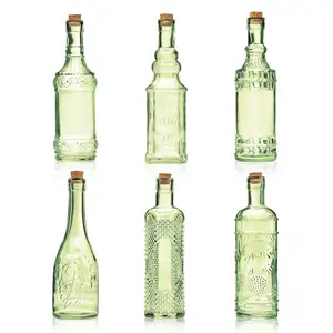 Best-selling Light Green Engraved Pattern Rum Whisky Vodka With Thermoplastic Cork Empty Glass Bottles