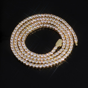 Custom <b>Iced</b> <b>Out</b> Geometric Bezel Set Moissanite Link Tennis <b>Chain</b> 18K Gold Plated 925 Sterling Silver Hip Hop Jewelry - Product Image 3