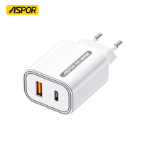 Chargeur PD Aspor A806 33W USB Type-C, adaptateur de charge rapide, mini câble USB, alimentation secteur, ordinateur portable, téléphones mobiles, prise US/EU/UK, 3-en-1