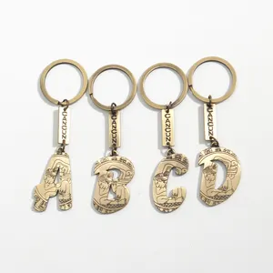 Free Design Custom Alphabet Tourist Souvenir Keychain Personalizado Zinc Alloy Lavero Minimalist Metal Key Ring