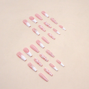 Faux Ongles Français Artificiels de Mode en Gros, Longs XXL Ballerina, à Presser avec Strass et Fleurs Acryliques - Product Image 3