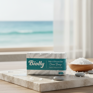 Jabón de Baño Biolly Ocean Breeze de 150 Gramos - Textura Suave con Sal Marina para Retener la Humedad - Product Image 3