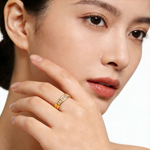 Bộ nhẫn đôi thép không gỉ đơn giản, đính đá zircon CZ, nhẫn cưới titan không bị xỉn màu, nhẫn đính hôn hứa hẹn - Product Image 6