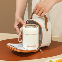 Contenant Alimentaire Isotherme Portable 450 ml, Bocal à Soupe ou Petit-Déjeuner en Acier Inoxydable 304 avec Cuillère et Sac Isotherme