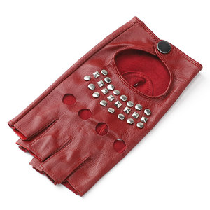 Gants en peau de mouton demi-doigt de fabrication fine Gants en <span class=keywords><strong>cuir</strong></span> véritable pour dames de mode - Product Image 4