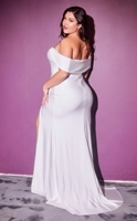 Robes de mariée grande taille ADYABY Fashion, élégante robe de soirée blanche à épaules dénudées, robe de demoiselle d'honneur sexy à fente haute