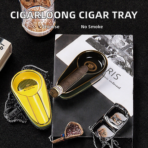 CIGARLOONG Custom Logo Creative Cigar <b>Ashtray</b> Single Slot <b>Ceramics</b> Smokeless Portable New Chinese Style Outdoor Use Model - Product Image 2