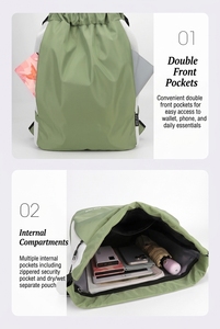 Sac à dos <span class=keywords><strong>de</strong></span> sport léger et imperméable avec logo personnalisé, cordon <span class=keywords><strong>de</strong></span> serrage, compartiment à chaussures séparé pour articles mouillés et secs, idéal pour le basketball et la natation - Product Image 4