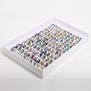 스테인리스 여성용 패션 커플 반지 세트 혼합 구성 티타늄 스틸 링 대용량 - Product Image 1