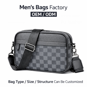 Bolso Cruzado para Hombre, de Cuero PU, Moderno, Multifuncional, con Diseño Geométrico a Cuadros, Resistente al Agua, Duradero, Grande, para Verano - Product Image 1