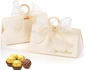 Boîte-cadeau de bonbons en papier blanc pour la décoration de mariage et de fête de Noël Boîte en carton <span class=keywords><strong>bricolage</strong></span> avec ruban - Product Image 4