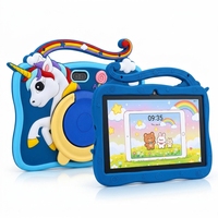 Tablet Anak 7 Inch Android 8.1 2GB 16GB WiFi 1024x600 Biru Tablet PC Anak dengan Casing Unicorn dan Ring Stand Mainan Edukasi