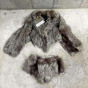 Зимний уличный Модный женский комплект из меха лисы из натурального Меха чернобурки и натурального меха лисы Женское пальто - Product Image 4