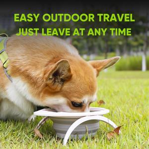 Bol pliable en silicone et ABS en forme de feuille, facile à transporter, avec support, pour chien, pour voyage, bol pliable pour animaux de compagnie - Product Image 4