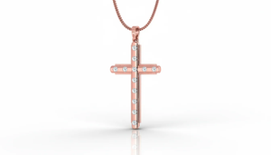Pendentif croix moderne en diamant, fabriqué avec des diamants naturels en or, bijoux fins pour femmes, élégance spirituelle, port quotidien - Product Image 4