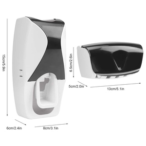 Automatic Two-piece Square Crystal Dustproof Luxury <b>Toothbrush</b> Dispenser Wall Mount <b>Toothpaste</b> Squeezer <b>Holder</b> Set for Bathroom - Product Image 2