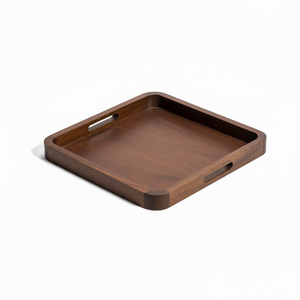 Plateau de service rectangulaire de luxe en bois naturel Squire avec poignées pour plat et assiette décoratifs pour la maison pour les fêtes - Product Image 1