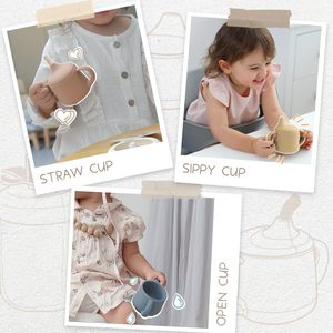 Vaso <span class=keywords><strong>de</strong></span> Silicona Ecológico Irrompible para Niños Pequeños con Tapa <span class=keywords><strong>de</strong></span> Boquilla Única, Pajita Suave <span class=keywords><strong>Independiente</strong></span> Antiderrames y Doble Asa para Alimentación <span class=keywords><strong>de</strong></span> Bebés - Product Image 5