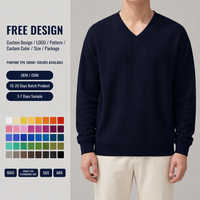 Maßgefertigter OEM Herbst Business Casual Basic 100% Wolle Herren V-Ausschnitt Zopfmuster Strickpullover Einfarbig Strukturiert Langarm Warm Atmungsaktiv