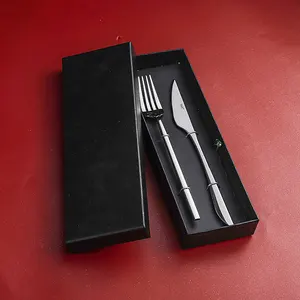 2 Pcs 식기 Flatware 휴대용 포크 나이프 여행 칼 세트 케이스