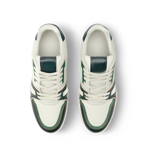Trainer Sports And Casual Shoes Retro High-<b>End</b> Deep Green Smooth Leather Splicing <b>With</b> Mesh Breathable Holes Comfortable - Product Image 5