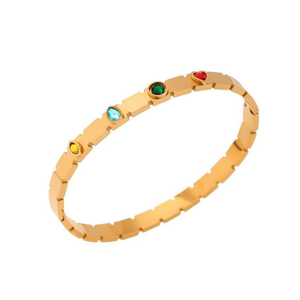 Bracciale in Acciaio Inossidabile con Diamanti Colorati Quadrati, Eleganti Braccialetti - Product Image 1