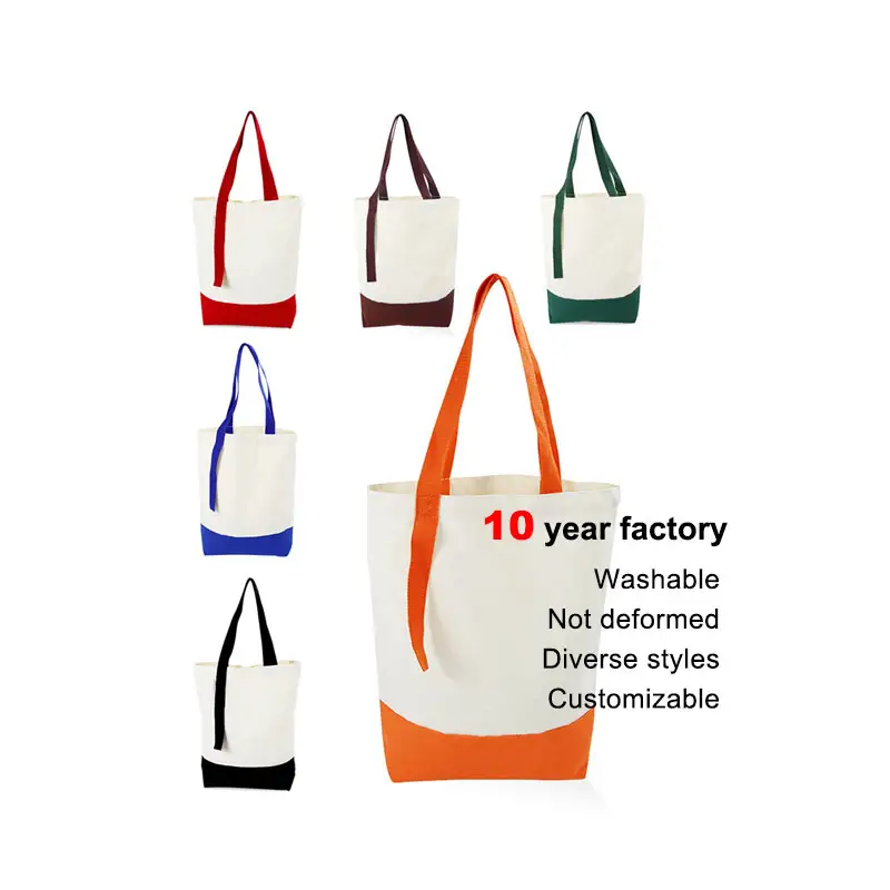 Borsa di tela fai da te in cotone bianco Eco- Friendly Splicing borsa pubblicità campagna Logo Shopping borsa riutilizzabile