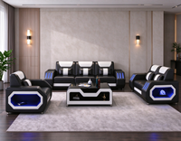 Ensemble de canapés en cuir noir et blanc moderne, 3 places, 2 places, fauteuil, ensemble de meubles pour salon