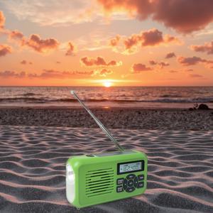 Radio solaire d'urgence multifonction portable, générateur manuel, lampe torche, lampe de tente, affichage LCD, banques d'alimentation - Product Image 6