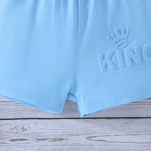 ชุดสองชิ้นสำหรับเด็กผู้ชาย เสื้อแขนสั้นลำลองพร้อมตัวอักษรนูนและกางเกงขาสั้นลายพรางสำหรับเด็ก - Product Image 6