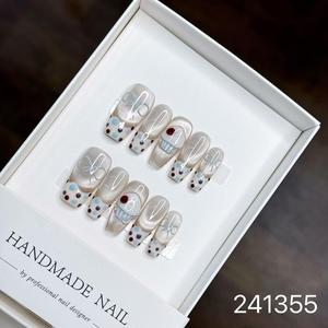 Nueva moda de mujer 3D Nail Art Kit <span class=keywords><strong>azul</strong></span> francés ataúd puntas largas Camelia almendra diseño suave <span class=keywords><strong>uñas</strong></span> artificiales estilo caliente - Product Image 5