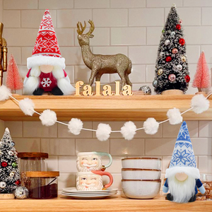 21 cm Weihnachts-Gnom im Schwedischen Nordischen Stil, Rot-Blau mit Schneeflocken, Gestrickte Navidad Noel Puppe, Kleine Weihnachts-Gnome Plüsch - Product Image 5