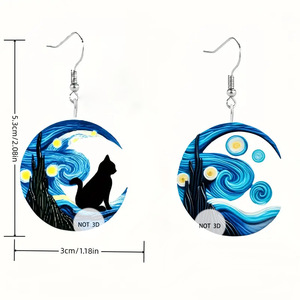 Bestseller Van Gogh <span class=keywords><strong>notte</strong></span> <span class=keywords><strong>stellata</strong></span> 2D orecchini in acrilico eleganza artistica con elegante Design asimmetrico - Product Image 6