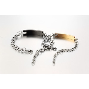 Bracelet d'identité personnalisé en acier inoxydable avec croix religieuse, plaque métallique vierge, chaîne <span class=keywords><strong>gourmette</strong></span>, ensemble de bijoux romantiques pour couples, vente en gros - Product Image 3