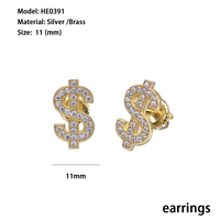 Boucles d'oreilles clous en argent sterling 925 plaqué or 14k 18k avec fermoir à vis, moissanite VVS GRA, bijoux hip-hop vintage, style Ice Out Dollar