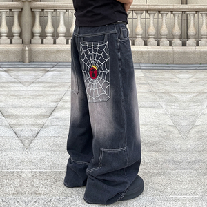 <span class=keywords><strong>Jeans</strong></span> <span class=keywords><strong>Larghi</strong></span> Personalizzati OEM da Uomo, <span class=keywords><strong>Neri</strong></span> con Ricami, Pantaloni in Denim <span class=keywords><strong>Larghi</strong></span> Ricamati, <span class=keywords><strong>Jeans</strong></span> Baggy all'Ingrosso per Stile Gotico e Streetwear - Product Image 4