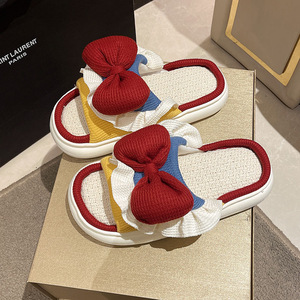 Custom Bow for Slippers for Women Fashionable Cushioned EVA Outsole Soft Open Toe Indoor/Outdoor/Beach Flat Shoes for Winter - Product Image 3