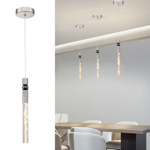 Lustre cylindrique en laiton et cristal, style nordique simple, pour décoration intérieure, idéal pour salle de conférence - Product Image 1