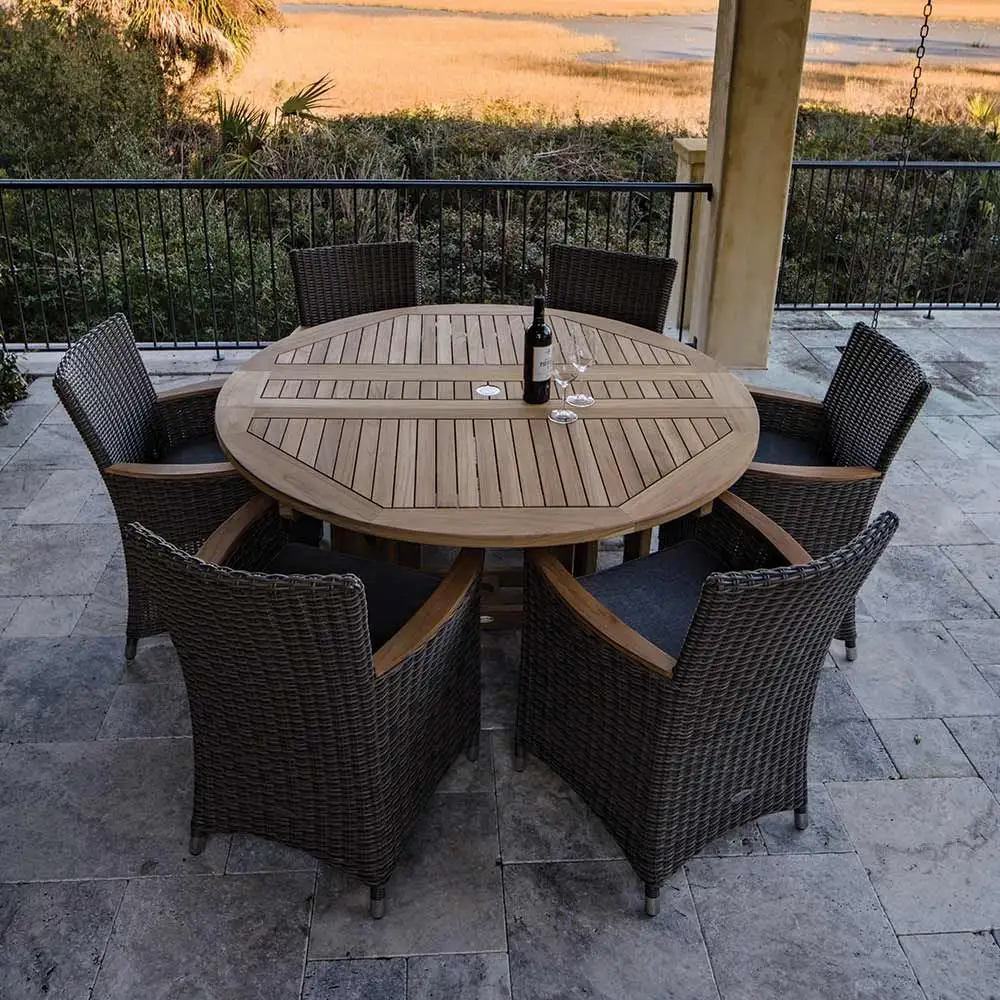 Bel prezzo mobili per Resort all'aperto terrazza tavolo da giardino e sedia set sedia da pranzo ristorante in Rattan