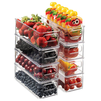 Boîte de rangement pour réfrigérateur en plastique transparent avec poignée, boîte de rangement pour aliments, boîte de rangement, contenants