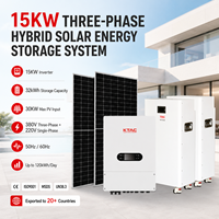 Invertisseur hybride triphasé basse tension 48VDC 15KW avec 2 batteries LiFePo4 51.2V314AH en parallèle pour stockage 32KWH, systèmes solaires