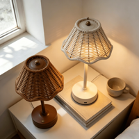 Lampe de table moderne en rotin tressé rechargeable par LED 5V, lampe de bureau pour salon, chambre à coucher, décoration de la maison