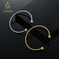 Bijoux simples et agréables Bracelet mince en diamant plaqué or 18 carats Moissanite Double Offre Spéciale ronde Bijoux de mode pour femmes