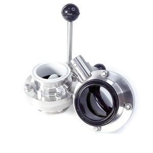 שסתום פרפר ידני מנירוסטה 304/316L של Wensen, מצופה PTFE ומרוסס ב-PTFE, עם חיבור מהיר מסוג פרול. - Product Image 2