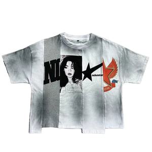 เสื้อยืดโอเวอร์ไซส์ผ้าฝ้ายถัก 100% ตัดเย็บแบบต่อผ้า ทรงครอป หนานุ่ม ทรงบ็อกซี่ พิมพ์ลาย DTG ดีไซน์เรียบง่าย ระบายอากาศได้ดี - Product Image 1