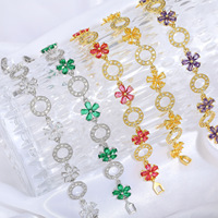 Bracelets classiques en cuivre et zirconium, motif floral, chaîne florale en cristal coloré, bijoux de luxe pour les vacances à la plage pour femmes