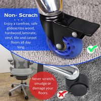VIMA Roulettes de chaise de bureau pivotantes bleues de 2, 2,5 et 3 pouces avec frein fileté, en polyuréthane (PU) transparent, tige de verrouillage en polypropylène, double roulement à billes