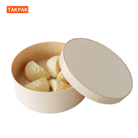 Boîte en bois pour baozi chinois, stand de petit-déjeuner chinois, boîte ronde en bois pour gâteau au fromage, contenant alimentaire biodégradable
