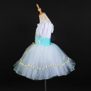 Vestido de baile azul turquesa Falda de Ballet de encaje de lentejuelas brillantes Ropa de baile Fiesta Traje lírico de princesa - Product Image 2