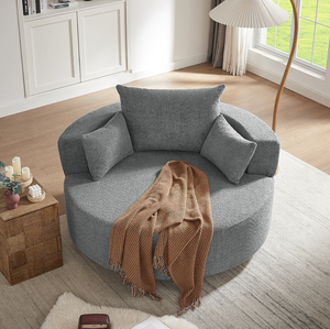 Sillón Redondo Moderno Giratorio de 360° con 3 Cojines Extraíbles, Ecológico e Impermeable para Sala de Estar, Oficina en Casa y Hotel - Product Image 2